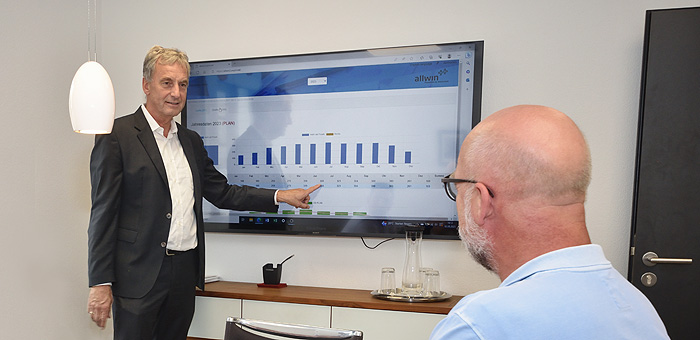 Allwin Team erklärt das Vegütungssytem dem Unternehmer